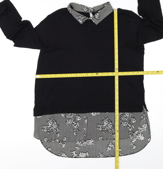 Wallis Womens Black Collared Long Sleeve Pullover Jumper Size 16