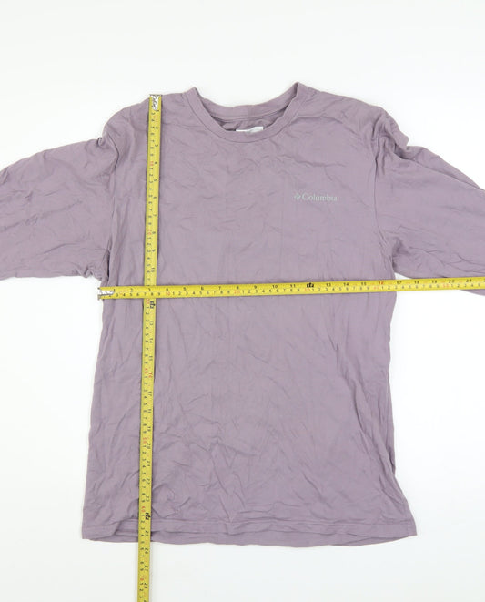 Columbia Men Purple Long Sleeve Cotton Outdoor Graphic Top Size S