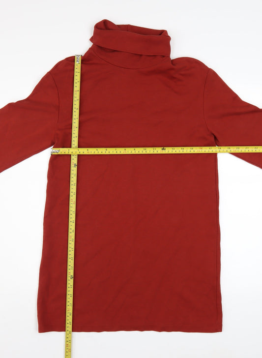 Zara Women Red Roll Neck 3/4 Sleeve Shift Jersey Dress S