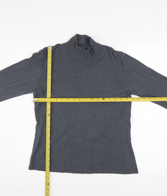 Lands' End Women's Grey Roll Neck Cotton Jumper Size S 6-8