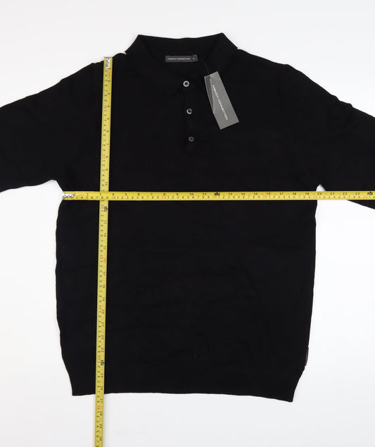 Mens UK Size XL French Connection Black Henley Jumper