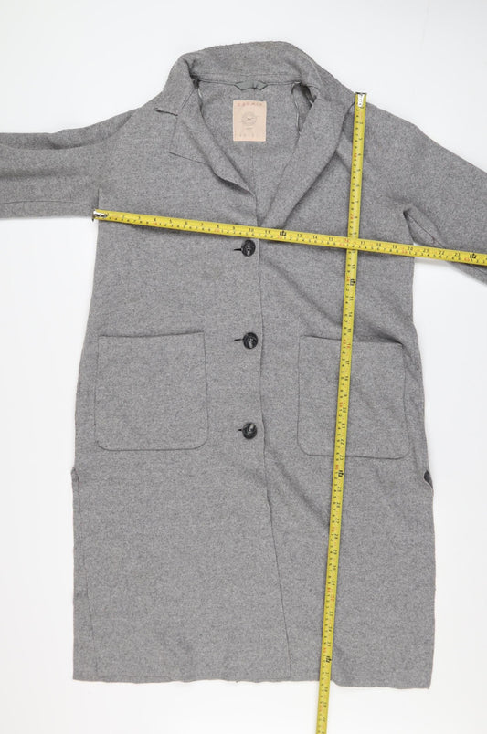 Esprit Womens Grey Wool Blend Long Overcoat Size M