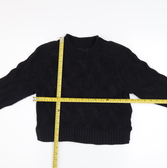 Banana Republic Womens Black XS Cable Knit Cotton Jumper