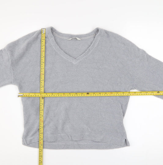 Marks and Spencer Women Grey V-Neck Knit Pullover Jumper Size S