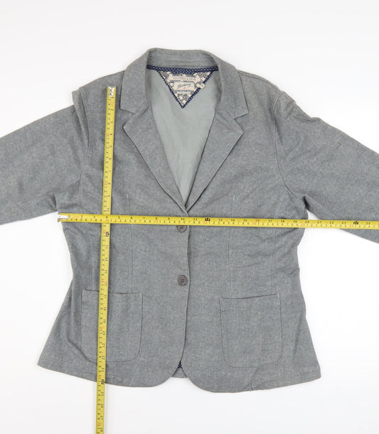 Mantaray Women Grey Cotton Blend Blazer Jacket Size 18
