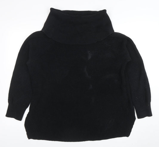 Additional front view of Michael Kors Women's Black Cowl Neck Chunky Knit jumper XL