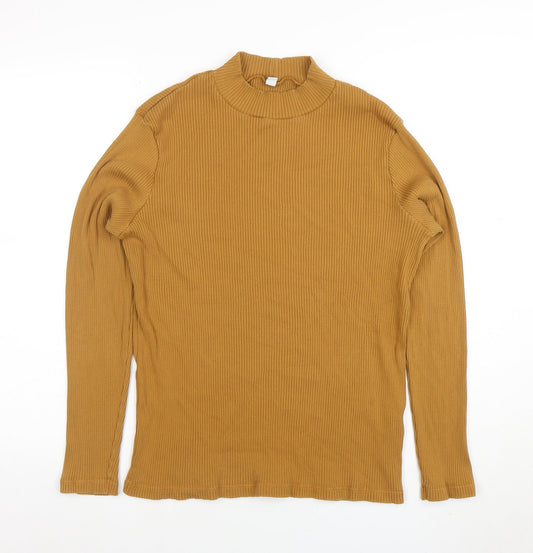 Uniqlo Women’s Brown Ribbed Mock Neck Long Sleeve Top XL