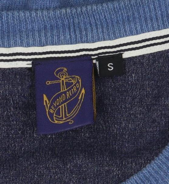 Beyond Retro Blue Men's Small Cotton Sleeveless Knit Vest Jumper