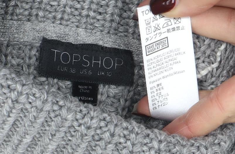 Womens UK Size 10 Topshop Grey Pullover Jumper