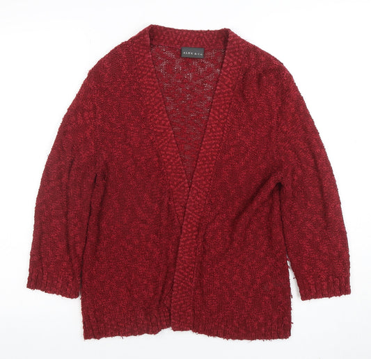 Additional front view of Alex & Co Women Red Knit Open Cardigan UK 12 V-Neck Cotton Blend