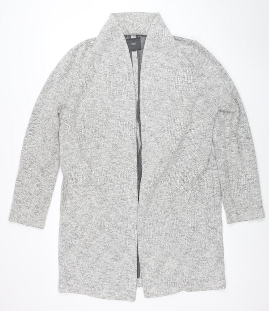 Next Women's Grey Knit Long Coatigan Size 14 Open Front