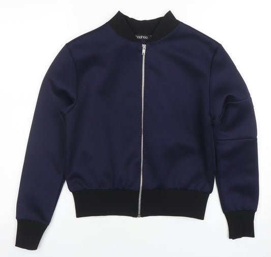 Womens UK Size 6 Boohoo Blue Bomber Jacket