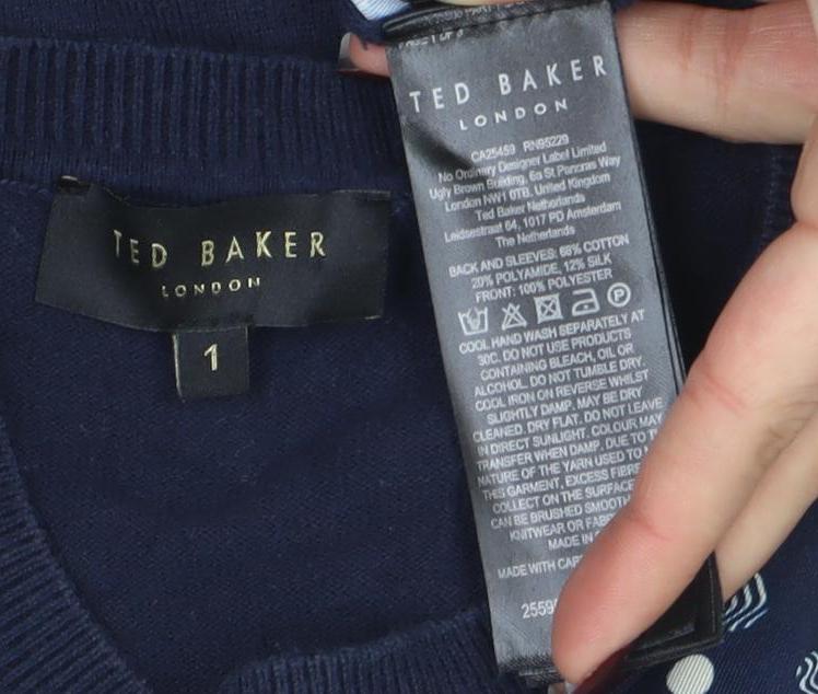 Womens UK Size S Ted Baker Blue Jersey Blouse