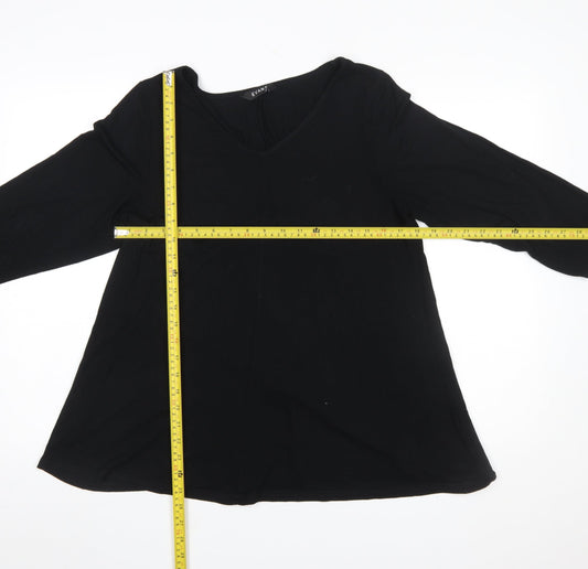 Evans Womens Black Viscose Jersey V-Neck 3/4 Sleeve Blouse Size 16