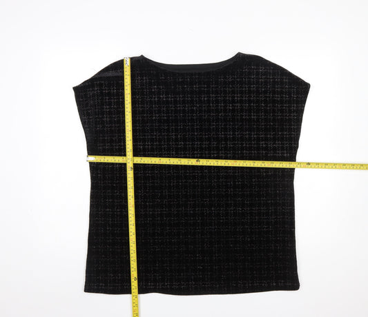 Next Womens Black Velvet Check Sleeveless Tunic Blouse Size 18