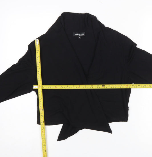 Debenhams Women’s Black Wrap Blouse Size 14 Long Sleeve Cotton Blend