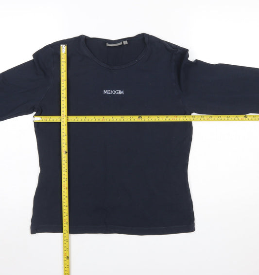Mexx Womens Blue Long Sleeve Basic Crew Neck Cotton Top XL