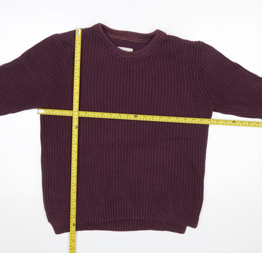 Fat Face Men's Purple Cotton Chunky Knit Jumper Size S