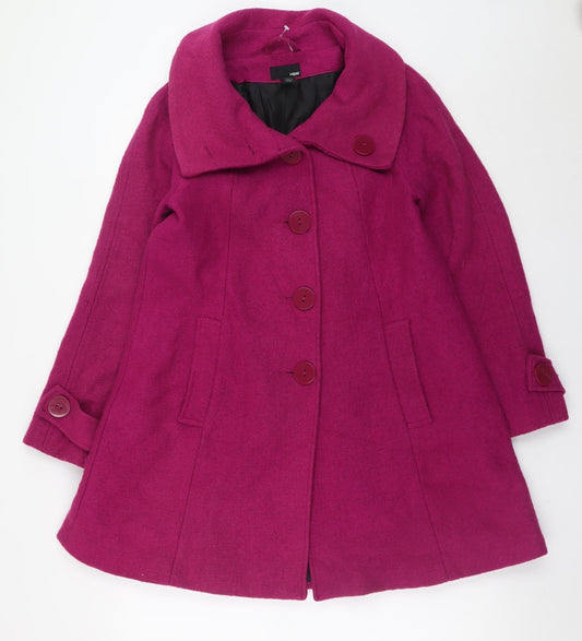 H&M Women's Pink Wool Blend Mid-Length Overcoat Size 6