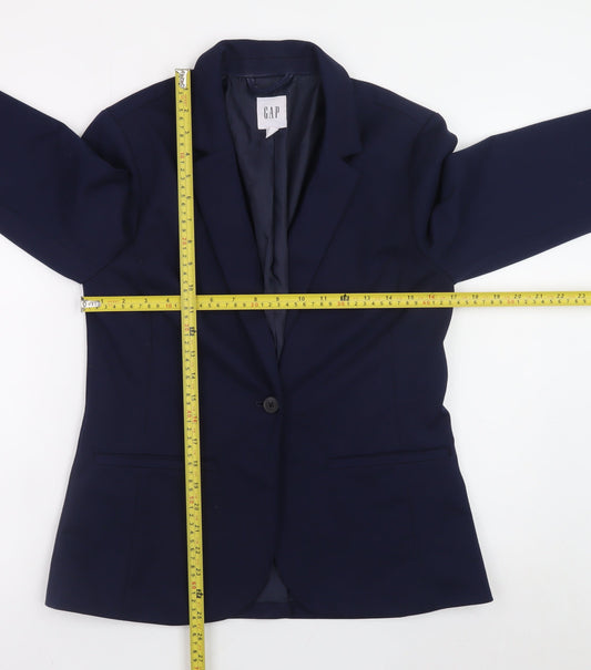 GAP Women's Navy Blue Blazer Jacket Size 10 Slim Fit Single-Breasted