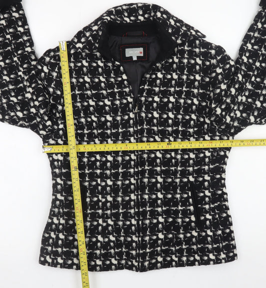 Marks and Spencer Per Una Women's Black Wool Tweed Zip Jacket Size 12