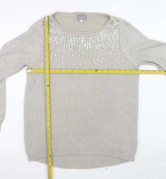 Mint Velvet Women’s Grey Sequin Knit Jumper Size 12