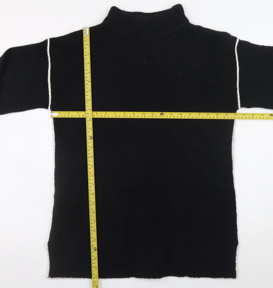 Sweewë Paris Women Black S Shift Knit 3/4 Sleeve High Neck Dress