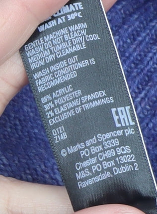 Marks and Spencer Womens Blue Hooded Knit Pullover Jumper Size L