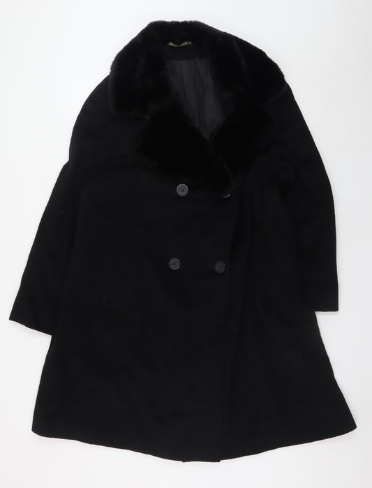 Womens UK Size 14 Marks and Spencer Black Overcoat
