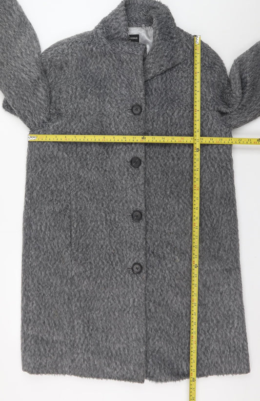 Four Seasons Women’s Grey Wool Look Overcoat Size S Lined Classic Style
