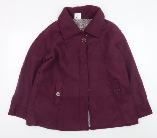 Additional front view of Anne De Lançay Women's Purple Mid-Length Coat UK 14 Classic Style