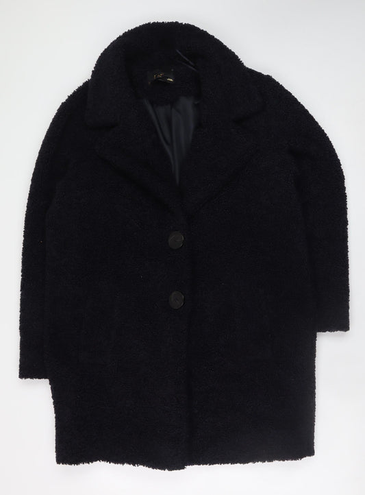 Womens UK Size 10 F&F Black Overcoat