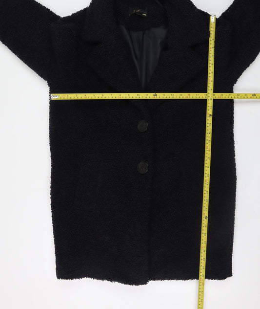 Womens UK Size 10 F&F Black Overcoat