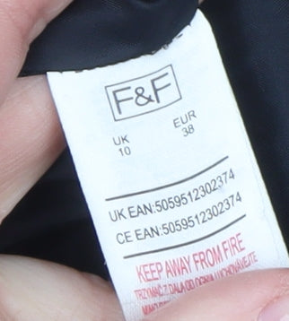 Womens UK Size 10 F&F Black Overcoat