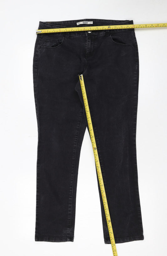 Womens UK Size 12 Dorothy Perkins Regular Fit Straight Black Jeans
