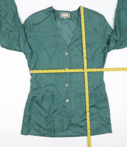 Monsoon Women’s Green Linen Suit Jacket Size 14 Classic Tailored Blazer