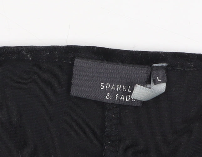 Womens UK Size L Sparkle & Fade Black Camisole Tank
