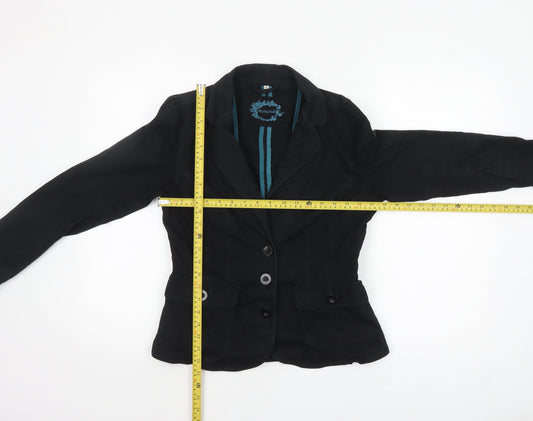 Authentic Womens Black Cotton Blazer Size 10 Casual Classic Jacket