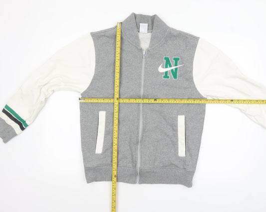 Nike Men's Grey Varsity Jacket Small Cotton Full Zip Sportswear