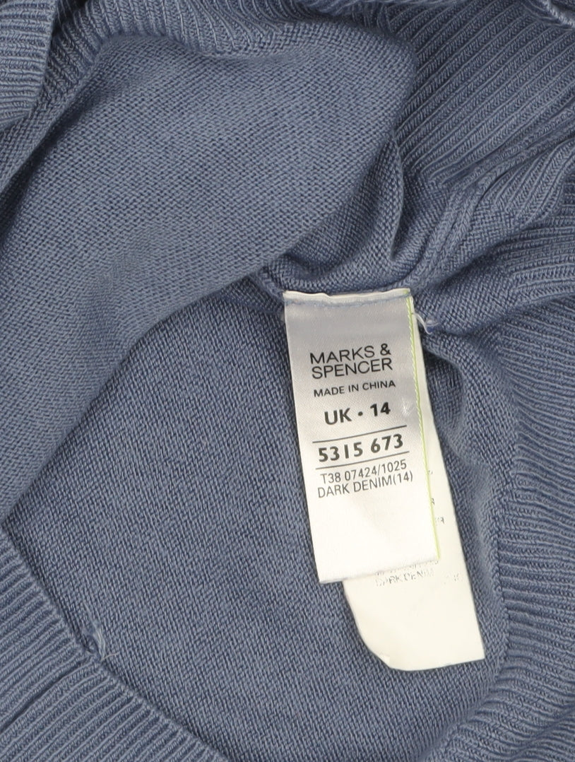 Womens UK Size 14 Marks and Spencer Blue Pullover Jumper