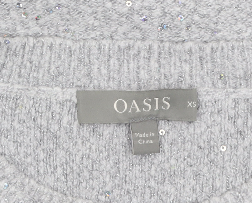 Womens UK Size XS Oasis Grey Pullover Jumper