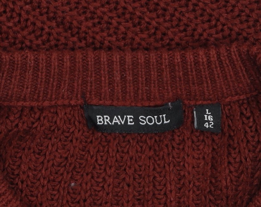 Womens UK Size L Brave Soul Red Pullover Jumper
