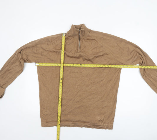 Mens UK Size XL River Island Beige 1/4 Zip Jumper
