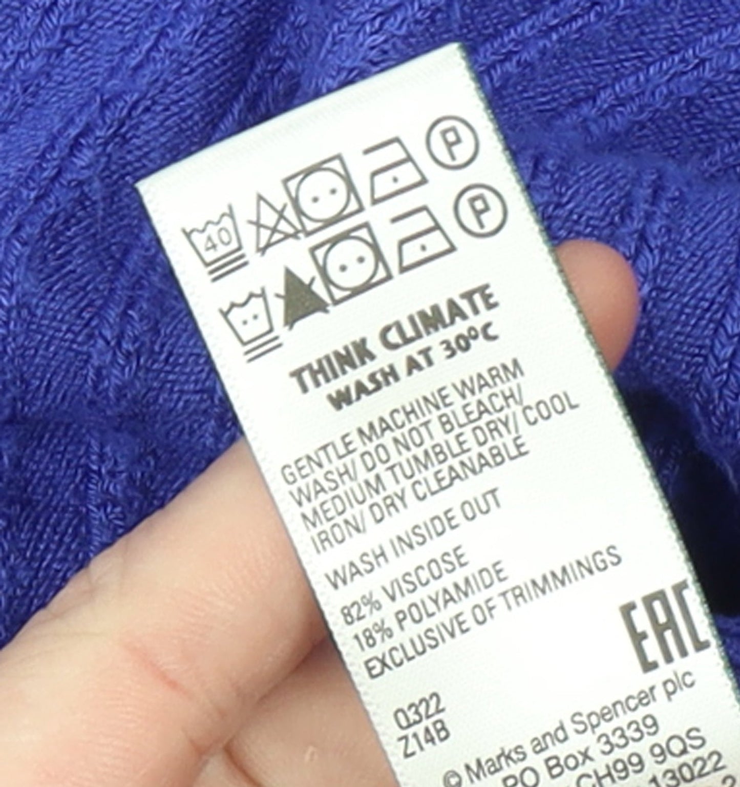 Womens UK Size 16 Marks and Spencer Blue Pullover Jumper