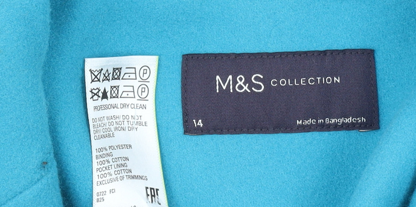 Womens UK Size 14 Marks and Spencer Blue Overcoat