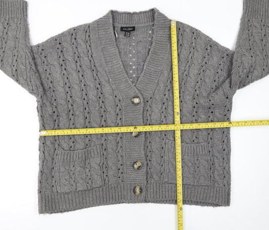 Womens UK Size S QED London Grey Cardigan Jumper