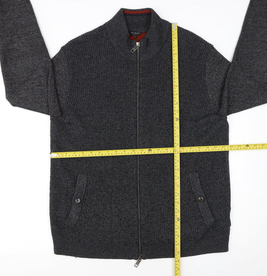Mens UK Size XL Ted Baker Grey Full Zip Jumper