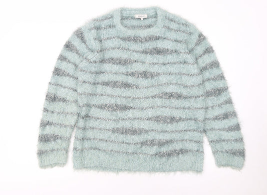 Sandwich Womens Blue Striped Chunky Knit Pullover Jumper Size L