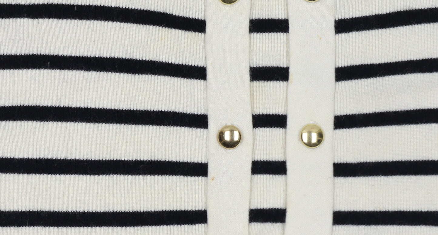 Reiss Women Black Cream Striped Long Sleeve Jumper Dress L