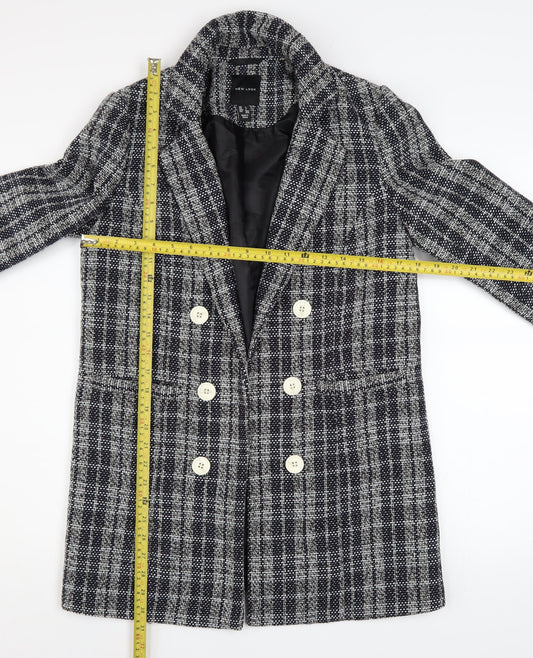 New Look Women’s Grey Check Double Breasted Tweed Blazer UK 8